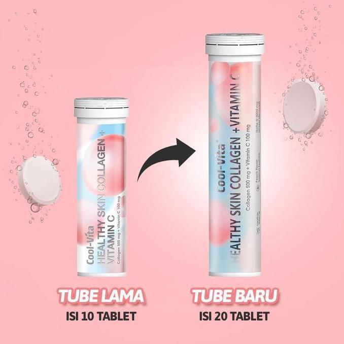 [EXCLUSIVE JORDI ONSU] Cool-Vita 60 Tablet 3 Tube Collagen Effervescent Rasa Peach Mengandung 500mg 