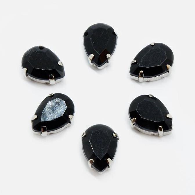 Torenda Payet Jahit Kristal Cangkang Tetes 10x14mm Hitam(Jet)/12pcs (TERBAIK) (TERBARU) (TERMURAH)