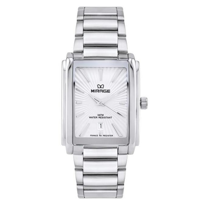 Mirage Watch - Jam Tangan Analog Kasual Klasik Pria Anti Air Steel Silver Segi Bergaransi 8848 M