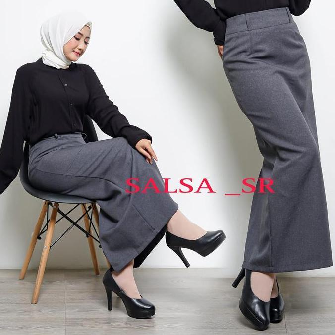 ROK SPAN REMPEL PANJANG / ROK SPAN PANJANG / ROK PANJANG POLOS Hitam Wanita Muslim