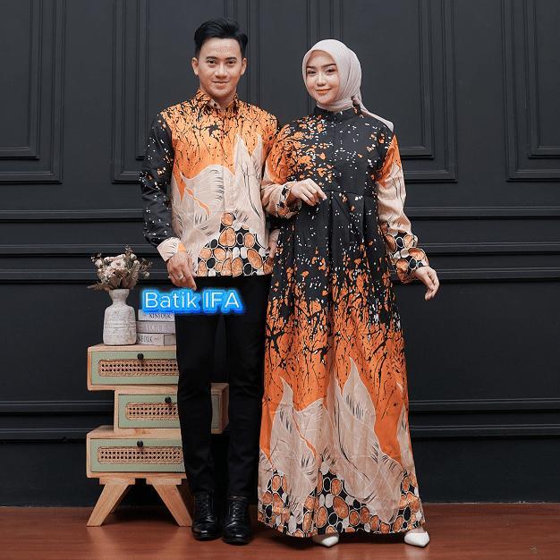 DISKON BESAR Baju Batik Couple Pasangan Gamis dan Kemeja Sarimbit Batik Keluarga - BATIK IFA