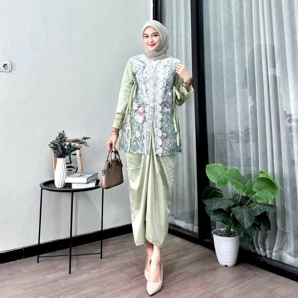 DISKON BESAR One Set Wanita Terbaru Maiza Tulle Gardenia Set Kondangan Wanita Kekinian OOTD Baju Leb