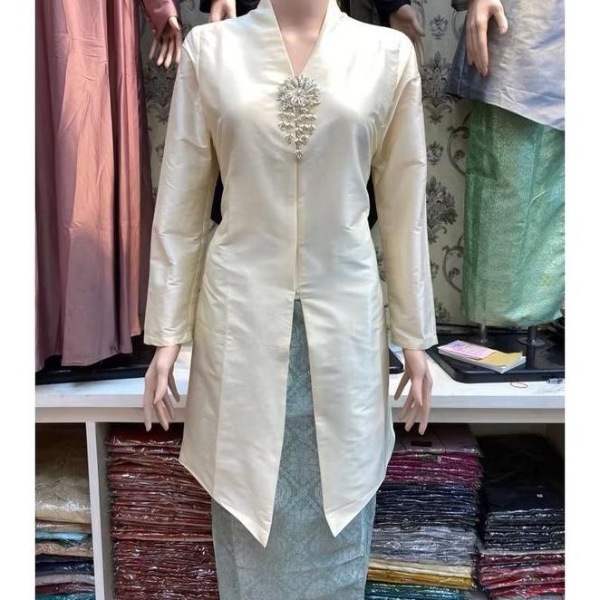 Setelan Kebaya Tunik Kurung Melayu Jumbo Xxxl Kebaya Tunik Tafeta Rok Lilit Songket Palembang