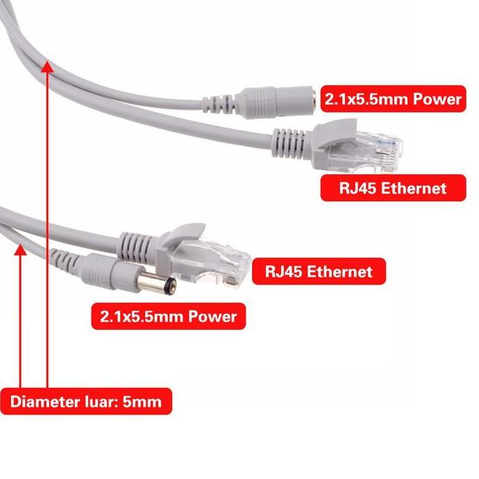 ravelahilss - xihancam kabel lan rj45 dan kabel power dc 12v 2 in 1 kabel lan power cctv extension 1