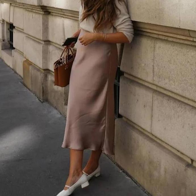 76180 soft silky satin fishtail skirt/rok mermaid satin wanita HS