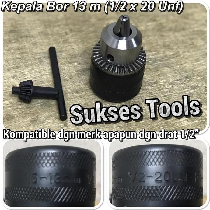 Spesial Kepala + Kunci Bor Uk. 13 Mm X 1/2" For Doliz Makita Maktec Bosch