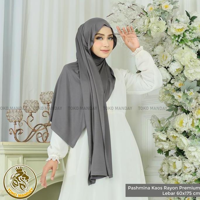 Pashmina Kaos Rayon Tencel Premium Kerudung Jilbab Wanita Muslim Bahan Lembut Tahan Ukuran 175x60 Pa