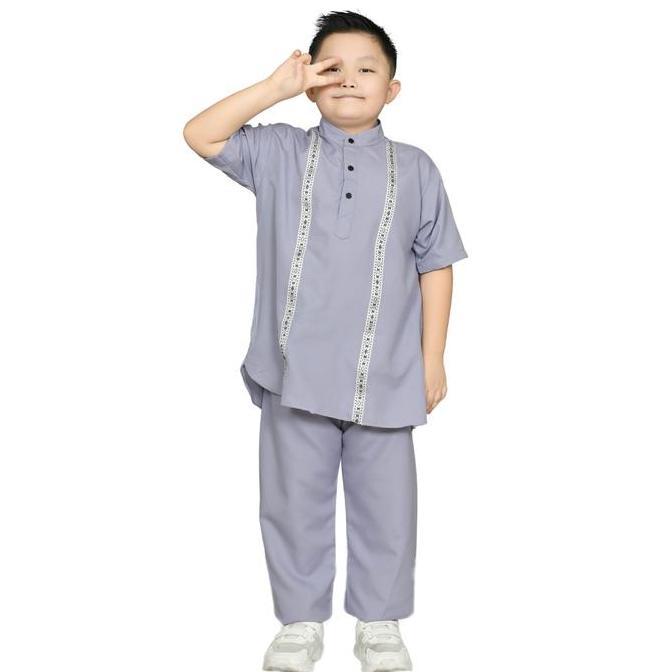 Junior Kids - Arka Koko Anak Laki Laki Lengan Pendek free peci Usia 1 10 Tahun Koko list Pita Batik 