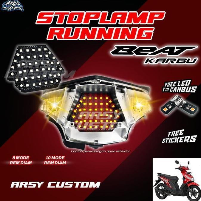 Stoplamp Running Beat Karbu Lampu Led Rem Belakang Motor One Custom Modify Terbaru