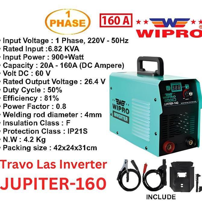 Diskon Travo Las Inverter Wipro Jupiter-160 / Mesin Las  Dc Igbt 1 Phase Inverter 160 Ampere Wipro /