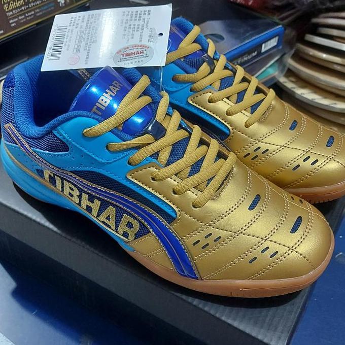 TERBARU - sepatu pingpong tibhar biru emas