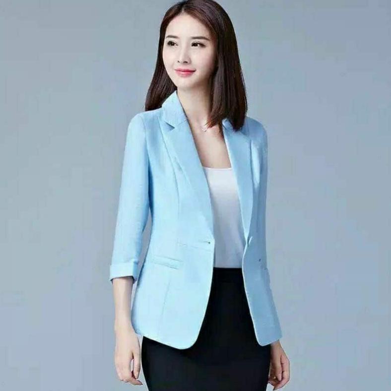 Big Sale Jas Wanita Formal Biru Muda / Blazer Wanita / Jas Wanita Kantor