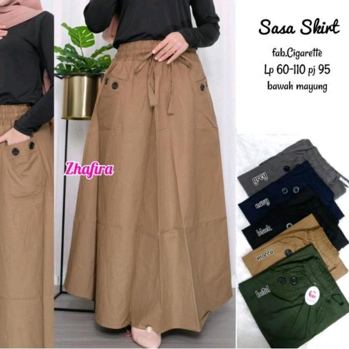 READY Rok payung panjang polos bahan katun cigaret tebal 01 Polos Wanita Muslim G00D QU4LITY
