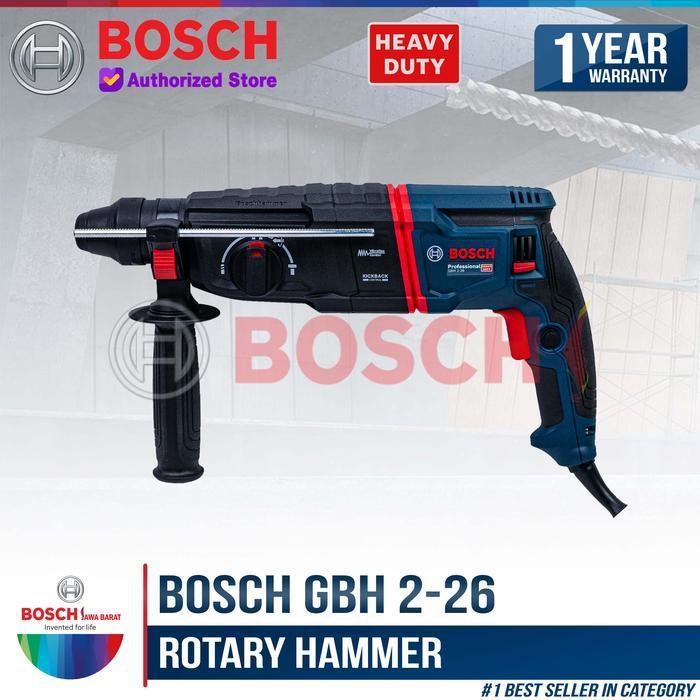 BOSCH Bor Hammer Rotary SDS GBH 2-26 DRE 26MM 800 Watt Mesin Bor Beton Heavy Duty dengan Input Daya 