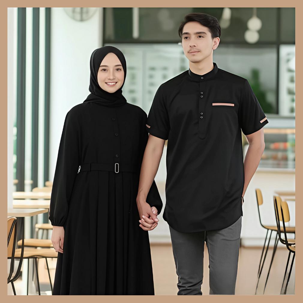 TERBARU GAMIS COUPLE PASANGAN SUAMI ISTRI IDAMAN WARNA HITAM TERBARU BY SAUDAGAR BAJU MUSLIM