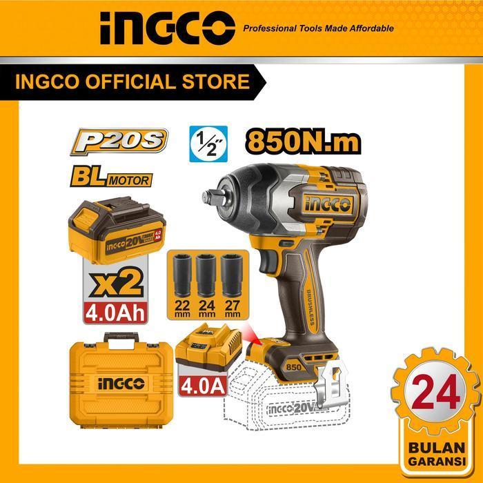 INGCO 20V Bor Impact Cordless Baterai Lithium dengan Baterai dan Pengisi Daya - Model CIWLI2085