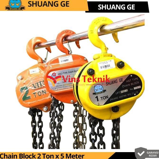 SHUANG GE Chain Block Chain Hoist Takel 2 TON X 5 METER