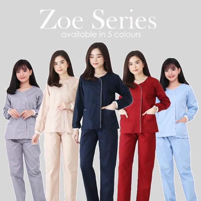 Baju Seragam Suster Zoe Long Sleeve / Seragam Baby Sitter Jumbo / Seragam Nanny Big Size / Baju Sust