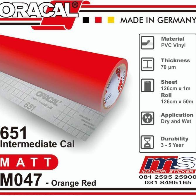 Promo Sticker ORACAL 651 - M047 Orange Red Matt Cutting Stiker [METERAN] Diskon