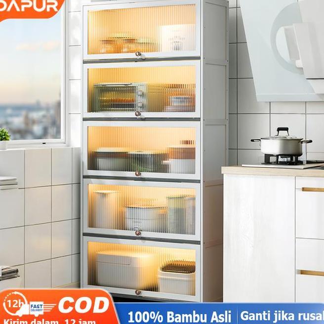 Dhrak Penyimpanan Rak Dapur Lemari Piring Lemari Dapur Multilayer Rak Dapur Minimalis Rak Dapur Susu