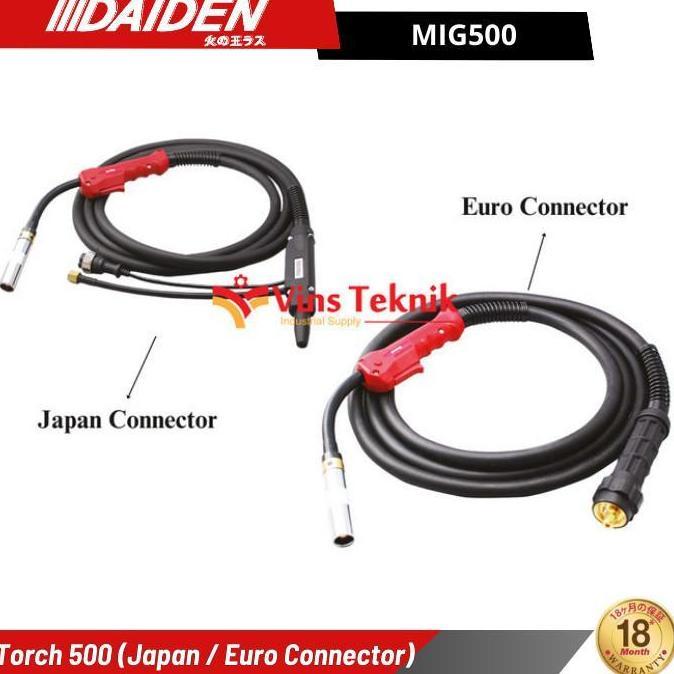 DAIDEN Torch MIG 500 Torch (Japan / Euro Connector) torch untuk MIG500