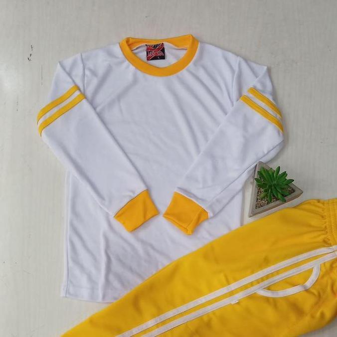 BAJU OLAHRAGA PUTIH KUNING UNTUK ANAK TK DAN PAUD
