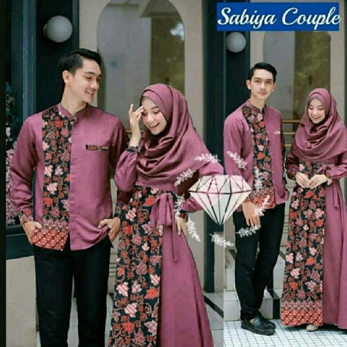( FREE GRATIS EMAS BABY GOLD ) Couple Batik Gamis Lebaran 2024 Pasangan Batik Sabiya Terbaru Kondang