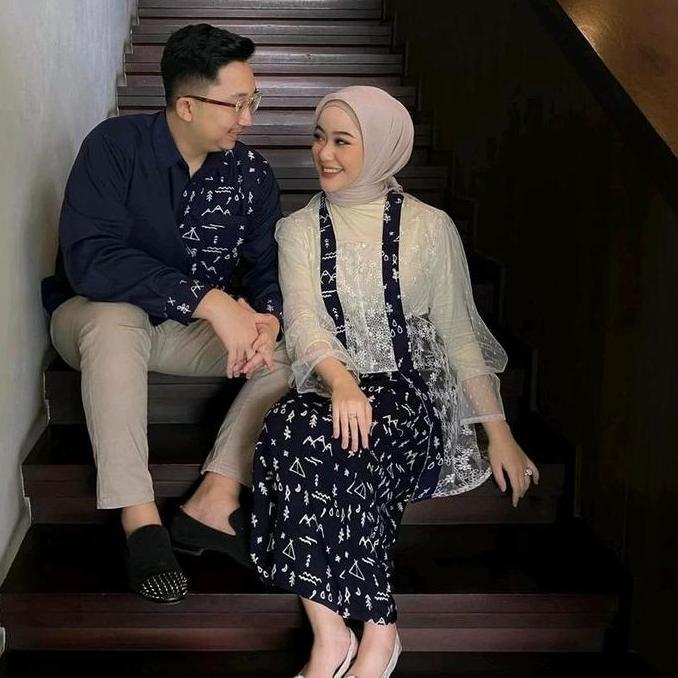 Elisha - Couple Sarimbit Seia Kutubaru Modern Setelan Katun Motif Brokat Batik Outer Rok Lilit Konda