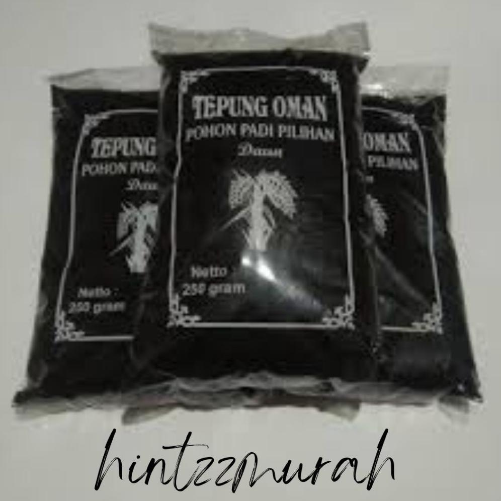 Tepung Oman 250 Gram Pewarna Hitam Alami Es Dawet Hitam, Lapis Hitam, Ongol-Ongol / Bubuk Padi Meran