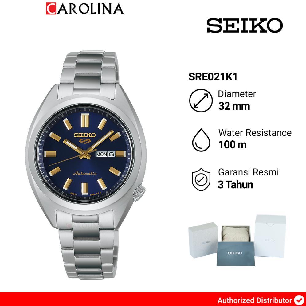 Jam Tangan Wanita Seiko 5 Sport Hebitama SNXS Series SRE021K1 Denim Blue Dial Silver Stainless Steel