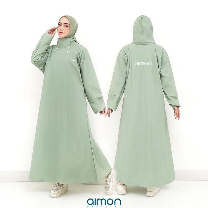DV46 - Jas Hujan Gamis Wanita Muslimah Cantik Elegan Aimon Tebal