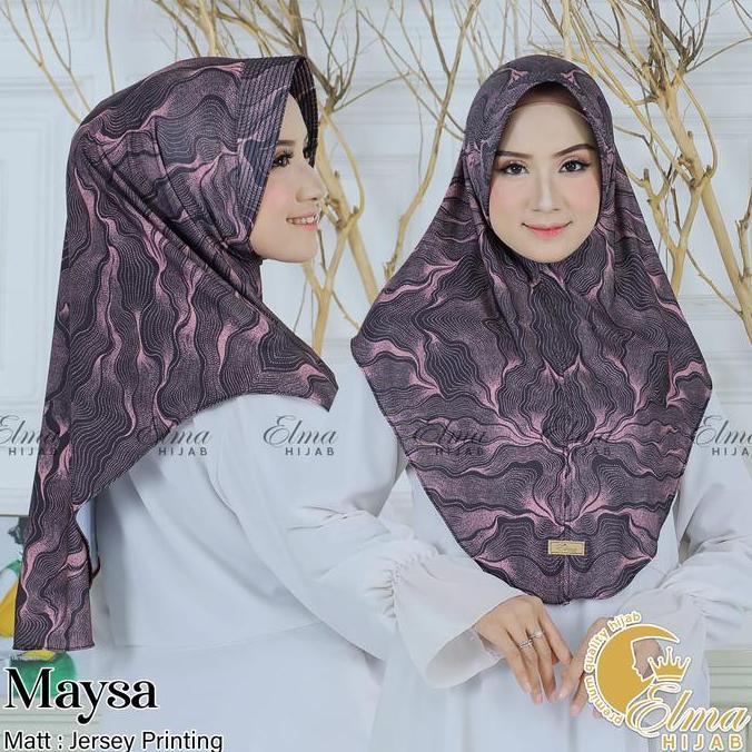 DR232 - Hijab Instan Maysa Motif Sublim Printing Bahan Jersey By Elma Hijab