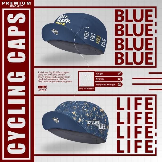 Topi Sepeda MTB Downhill Roadbike Printing Gowes Cycling Cap Menyerap Keringat Outdoor