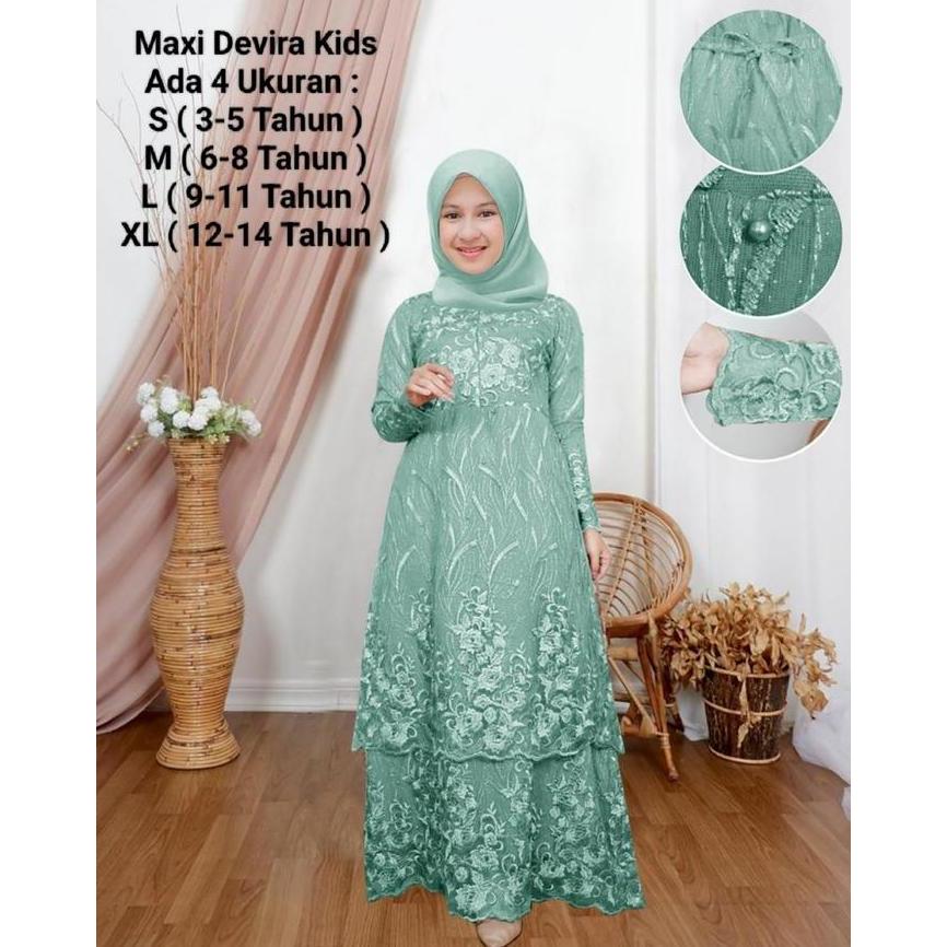 DY59 - Alf-Gamis Anak Perempuan  Dan Remaja Model Dress Susun Brokat Terbaru-Maxi Devira Kids-Bahan 