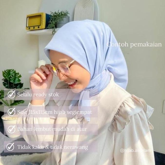 DA50 - BABY BLUE Hijab Pollycotton Hijab Sqare ( Hijab Warna Baby Blue / Hijab Warna Ice Blue )