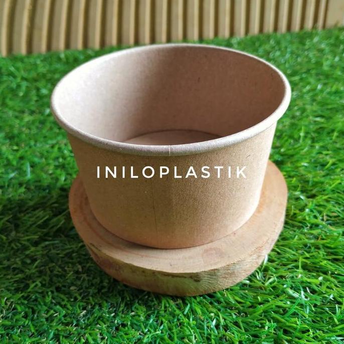 Packingpac- Paper Bowl Brown Polos 360Ml [25Pcs] / Kraft Paper Bowl 360 Ml Cokelat [1Pack]