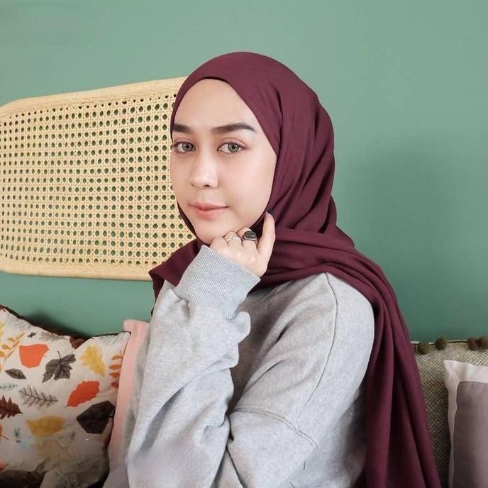 DF391 >> MAUVE Hijab Pashmina Ceruty Babydoll Premium ( Hijab Warna Mauve , Black, Broken White, Bur