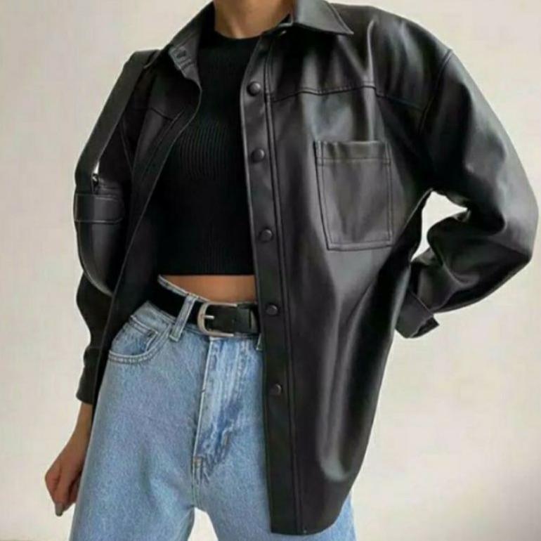 termurah jaket kulit wanita big size/jaket semi kulit blazer oversize wanita/kemeja jas