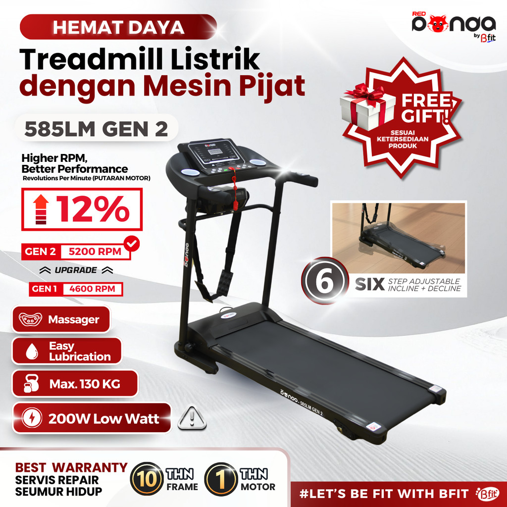 (BALIKPAPAN) Treadmill Elektrik REDPANDA 585LM Multifungsi Murah Listrik Lipat Portable Low Watt
