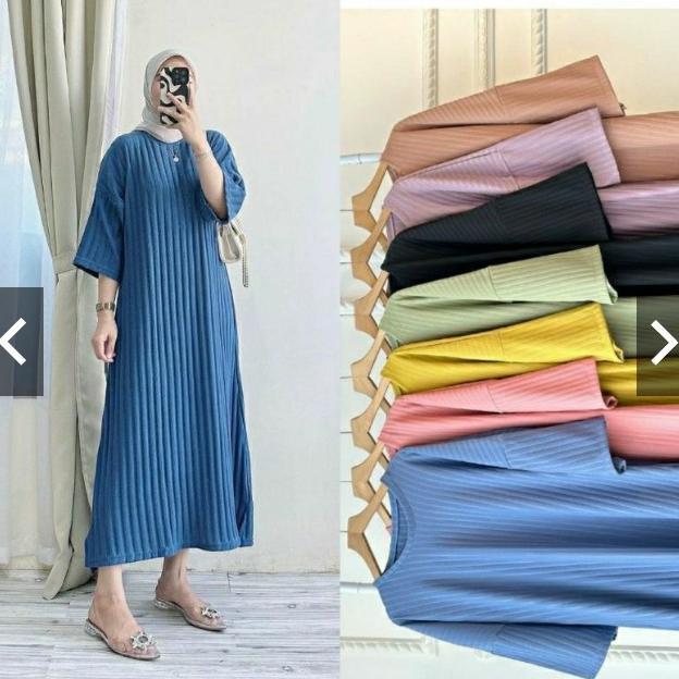 Casa Gamis / Luna Dress Midi Knit Premium Hornet / aulia