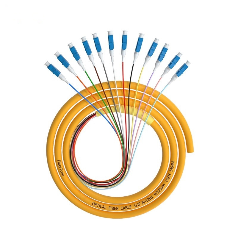 Fiber Optic Pigtail 12 Core Kabel patch fiber optik 12 inti SC FC LC, kelas operator/mode tunggal