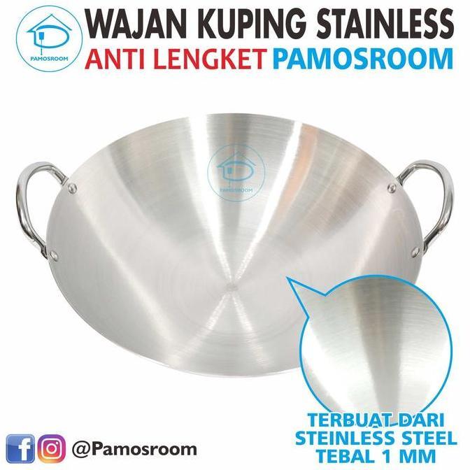 Wkcx- Calypso Wajan Penggorengan 30Cm Stainless Steel Diameter Wajan Stainless Kuping 30 Cm