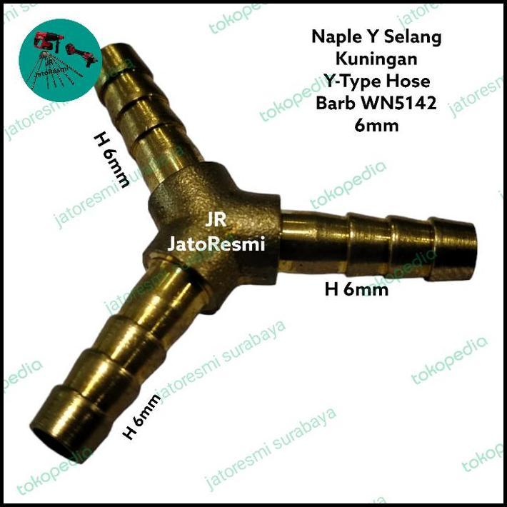 DISKON NAPLE Y SELANG KUNINGAN Y-TYPE HOSE BARB WN5142 HOSE 6MM 