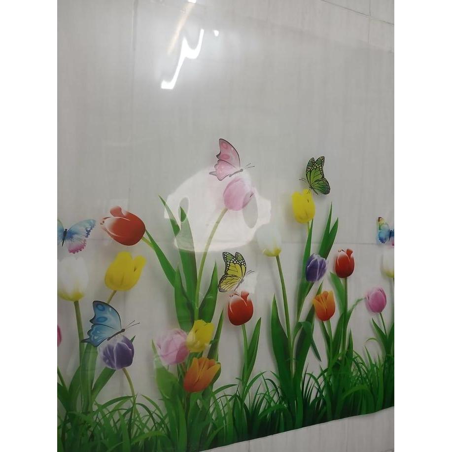 Cotoe- Fiber Plastik Plat Penutup Pagar Motif Tulip Clear