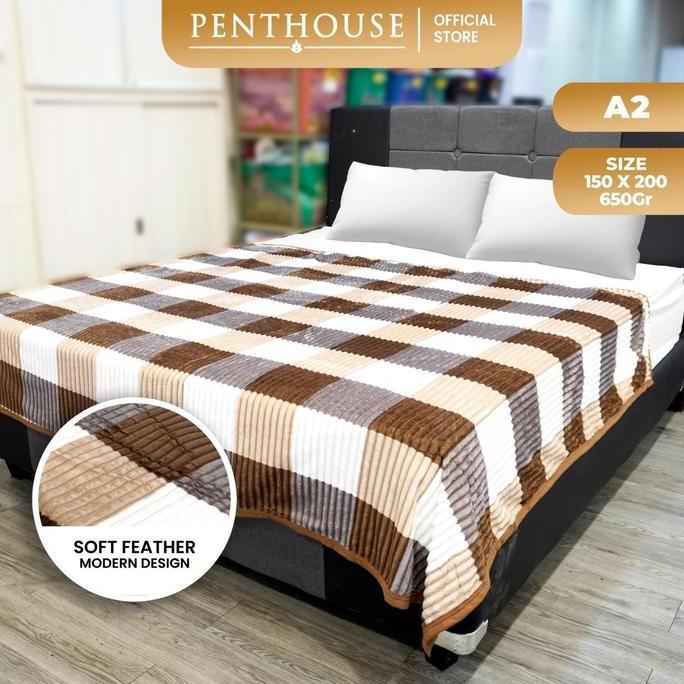 Selimut Bulu Domba Tebal Super Soft PENTHOUSE Selimut A2 Motif Kotak Halus