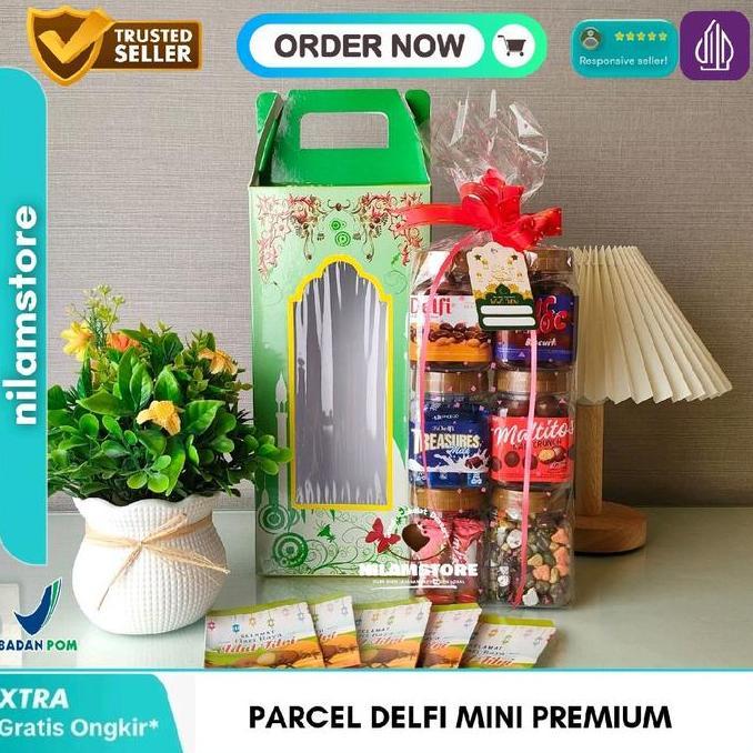 Parcel Coklat Delfi Isi 6 Toples Mini 200Ml - Parcel Lebaran - Hampers Coklat Almond Chocolate Promo