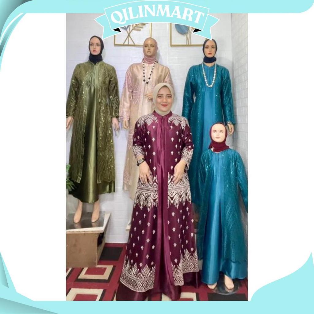 Gamis Melly Tile Sapto Kombinasi Satin Cristal Teratas