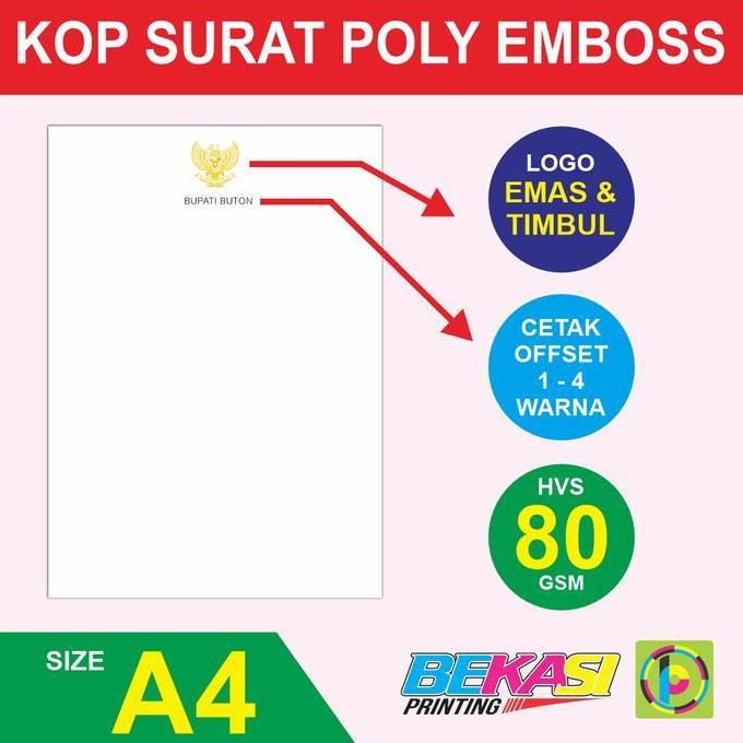 80 GSM Letterhead Foil Cetak Kop Surat HVS Hotprint Gold Emboss ALL COLOR