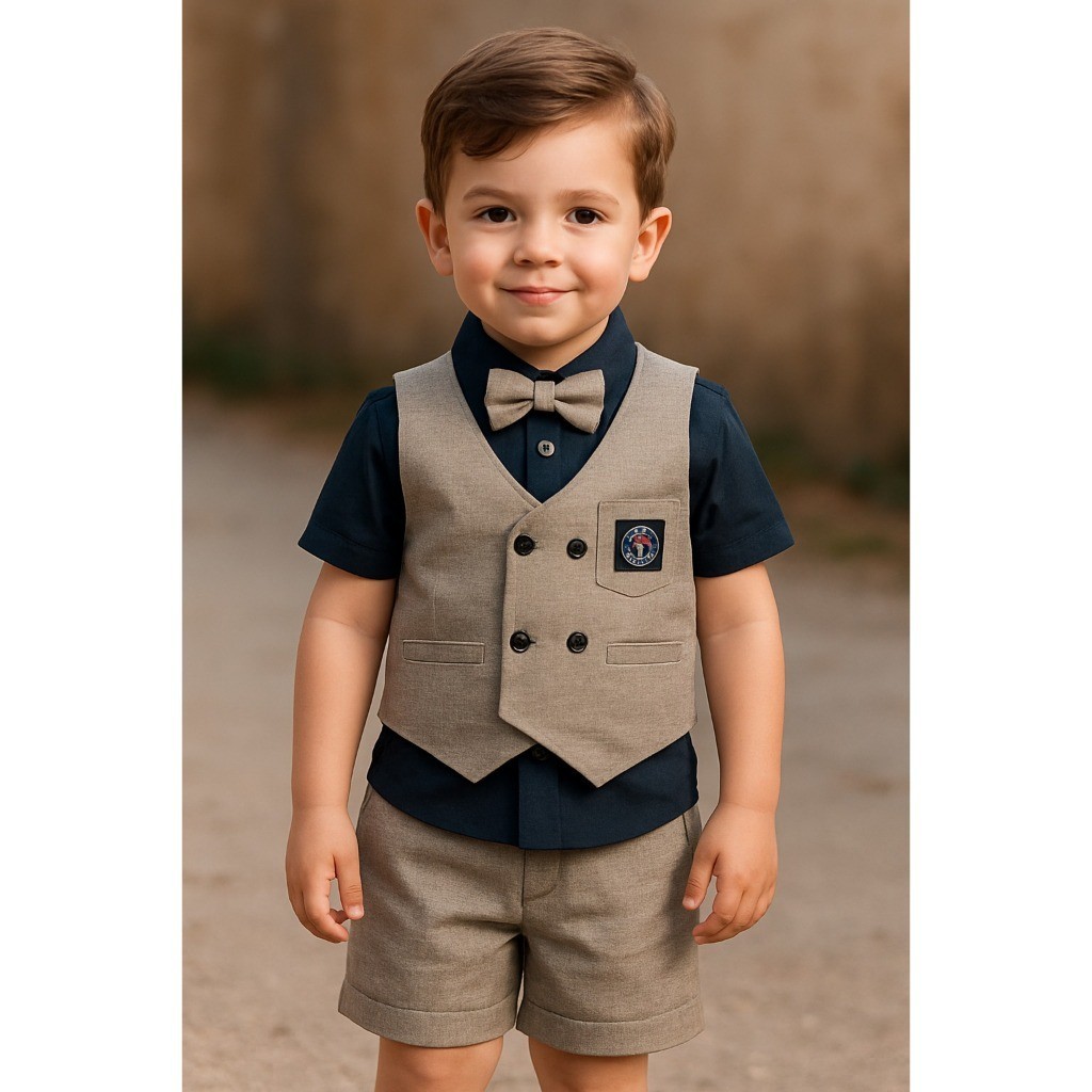 Maxwellpro Setelan Kemeja Rompi Anak Laki-Laki Dafa K013