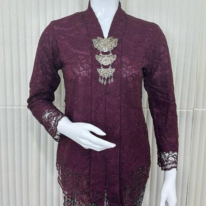 (Free Bross) Setelan kebaya brokat burgundy payet mewah - kebaya modern dan elegan 2025 - Baju dress